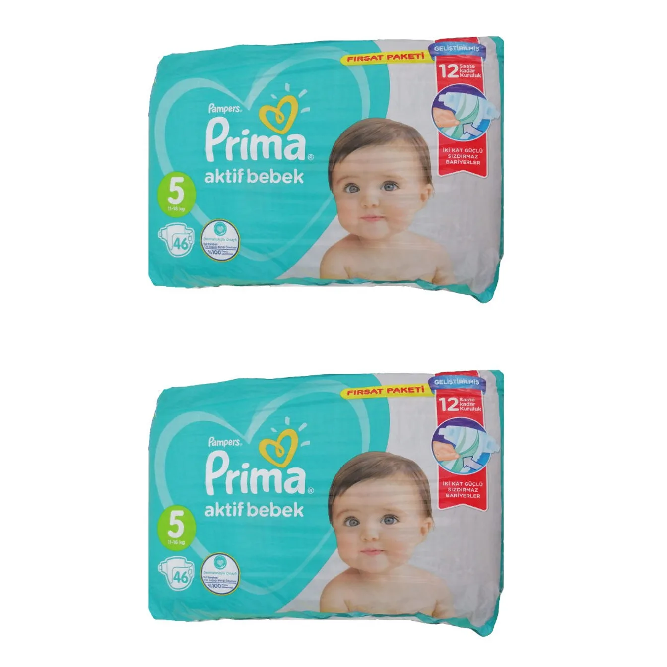 پوشک پریما مدل Aktif سایز 5 بسته 46 عددی مجموعه 2 عددی