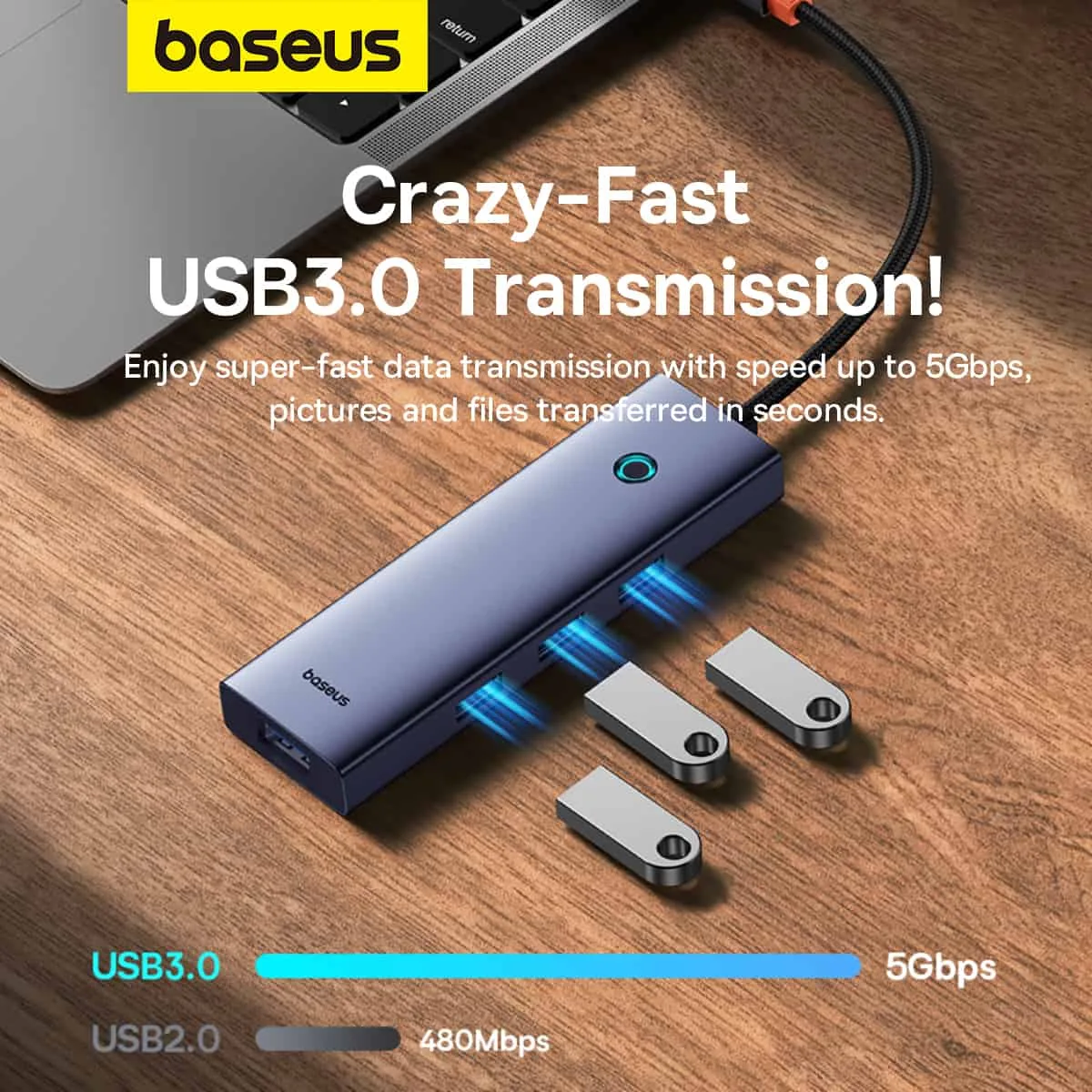 هاب 5 پورت USB-C بیسوس مدل UltraJoy Series BS-OH149
