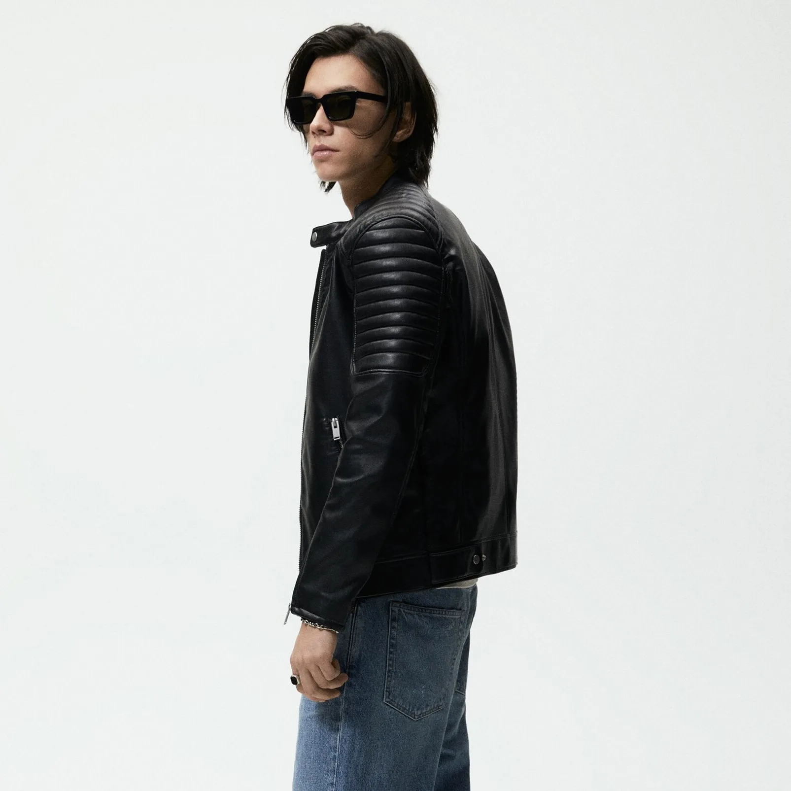 کت چرم مردانه مدل FAUX BIKER