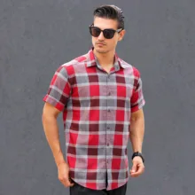 پیراهن آستین کوتاه یقه برگردان مردانه مدل 1168-072