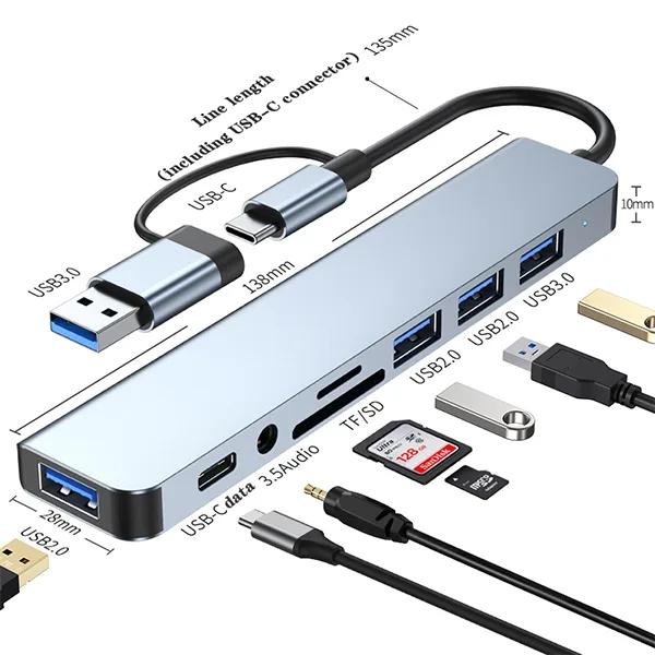 هاب 8 پورت USB-C مدل BC1.2