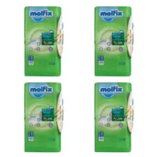 پوشک کودک مولفیکس مدل چسبی سایز 1 چهار بسته 40 عددی به همراه دستمال مرطوب