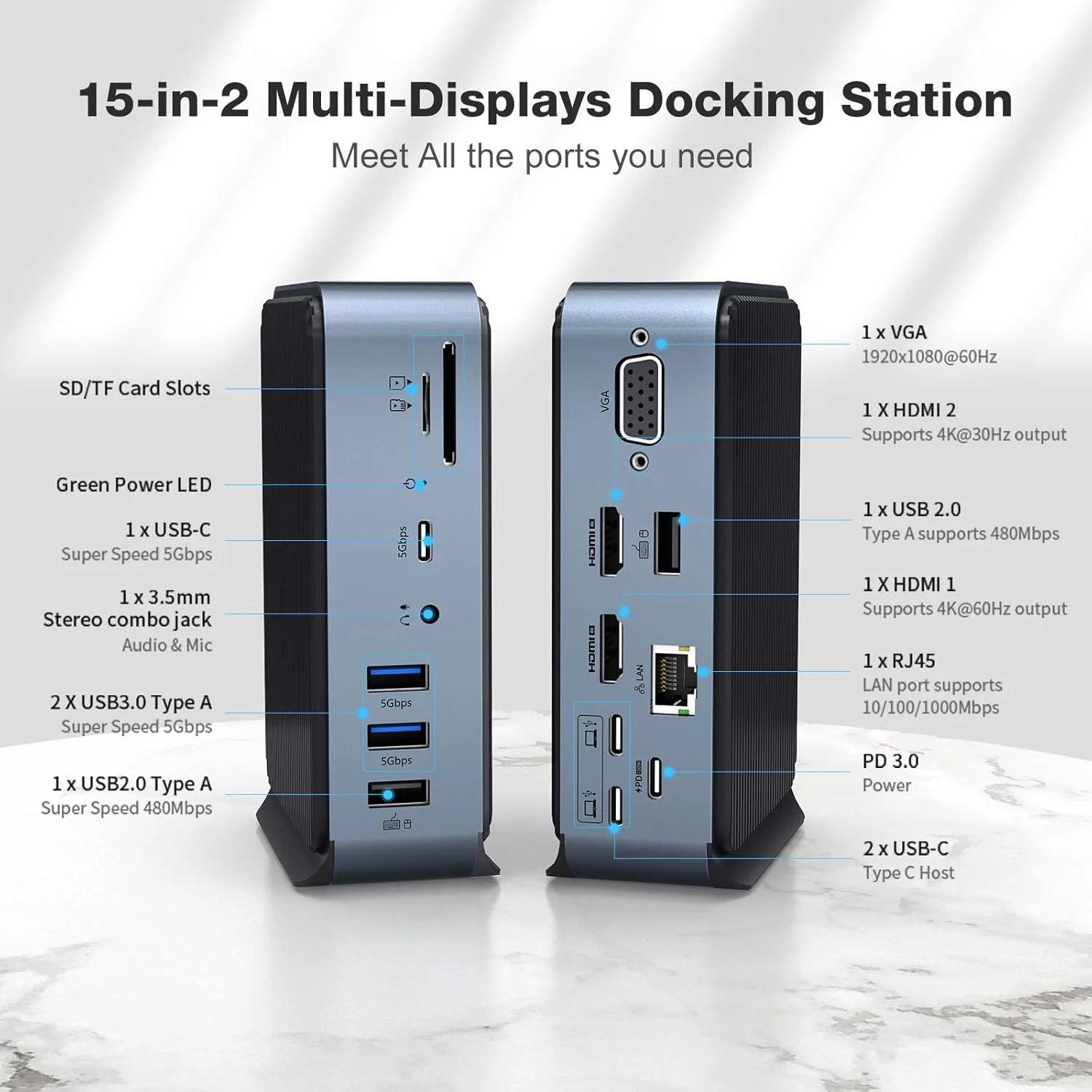 هاب 15 پورت USB-C داک استیشن مدل DC022