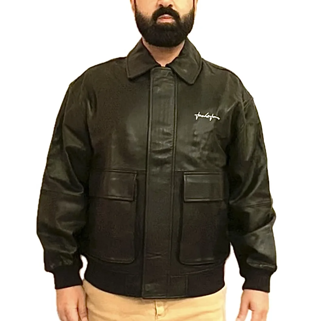 کت چرم مردانه جک اند جونز مدل JJC ALEX