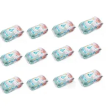 دستمال مرطوب کودک دلفین مدل eco4 بسته 120 عددی مجموعه 12 عددی