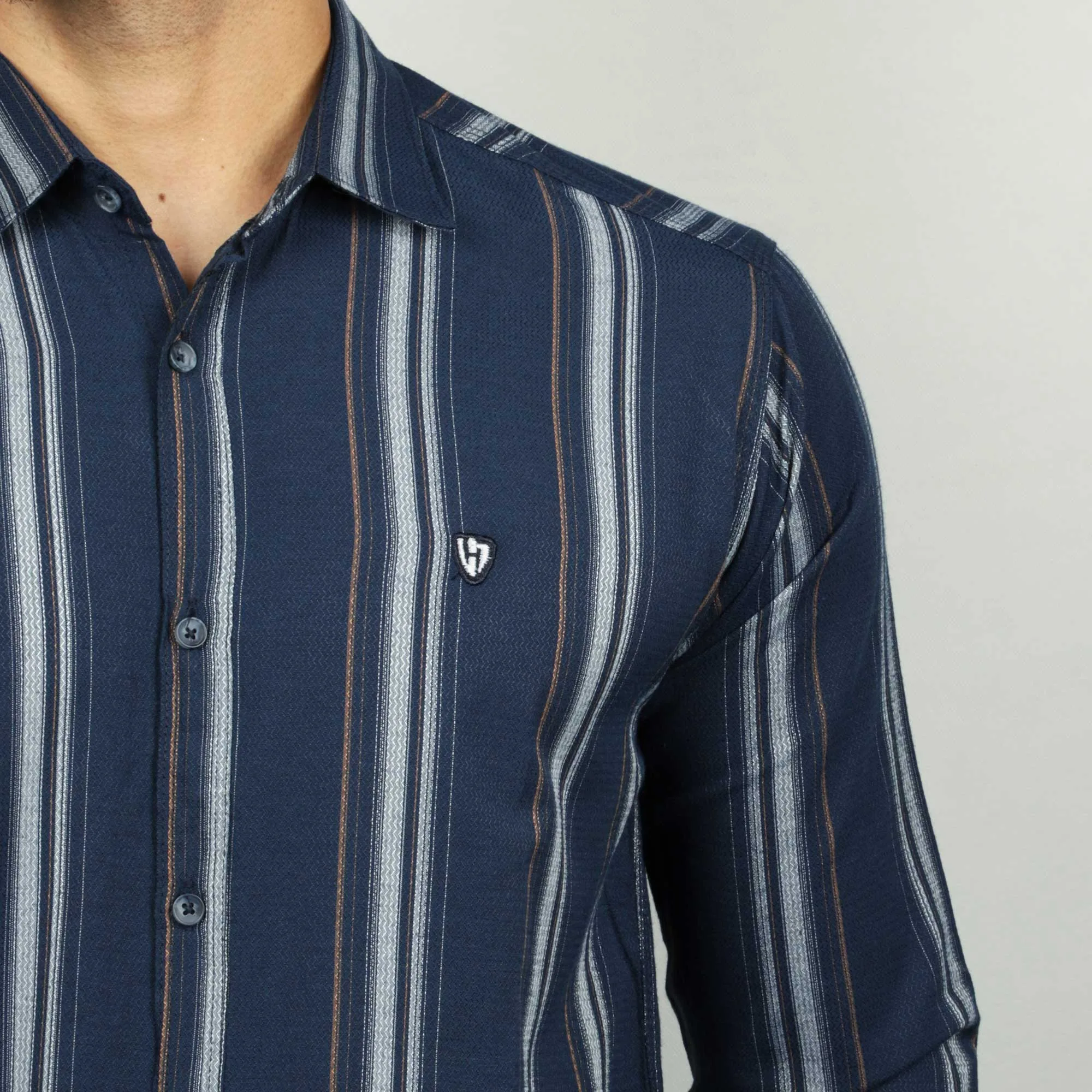 پیراهن آستین بلند مردانه مدل کنفی راه راه ۳۶۱۰۱۱۰۴