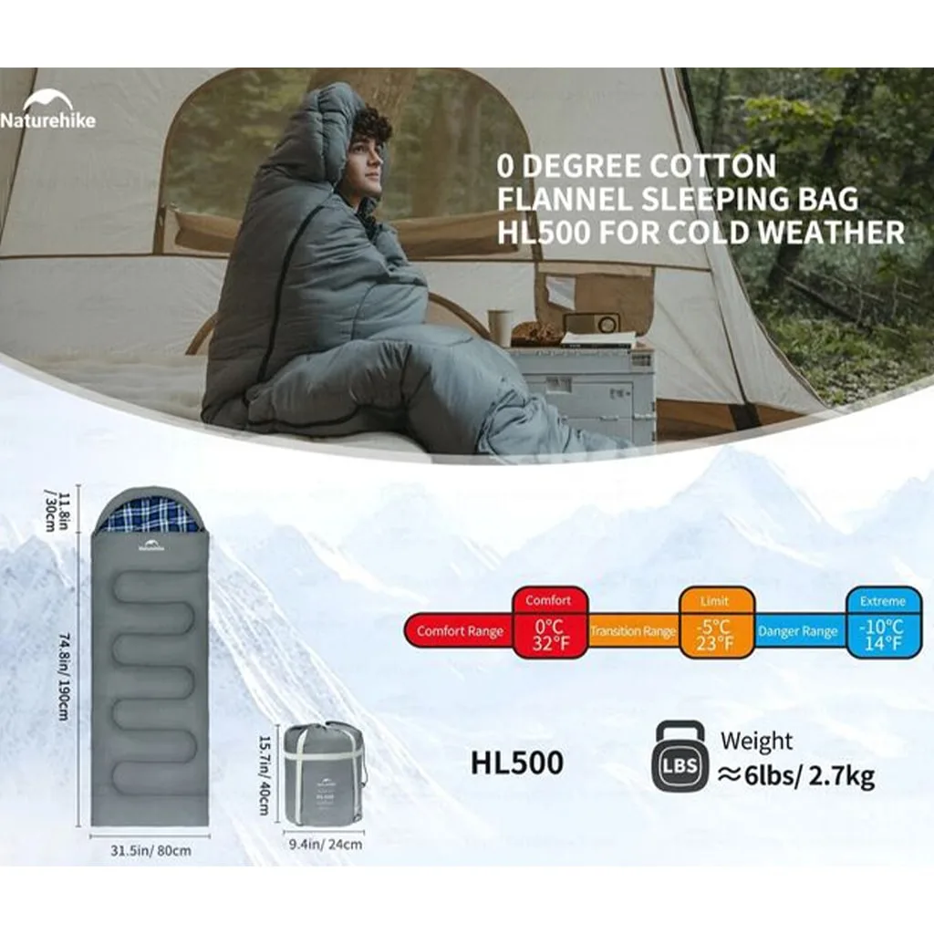 کیسه خواب یک نفره نیچرهایک مدل HL500 کد CNK2450WS042