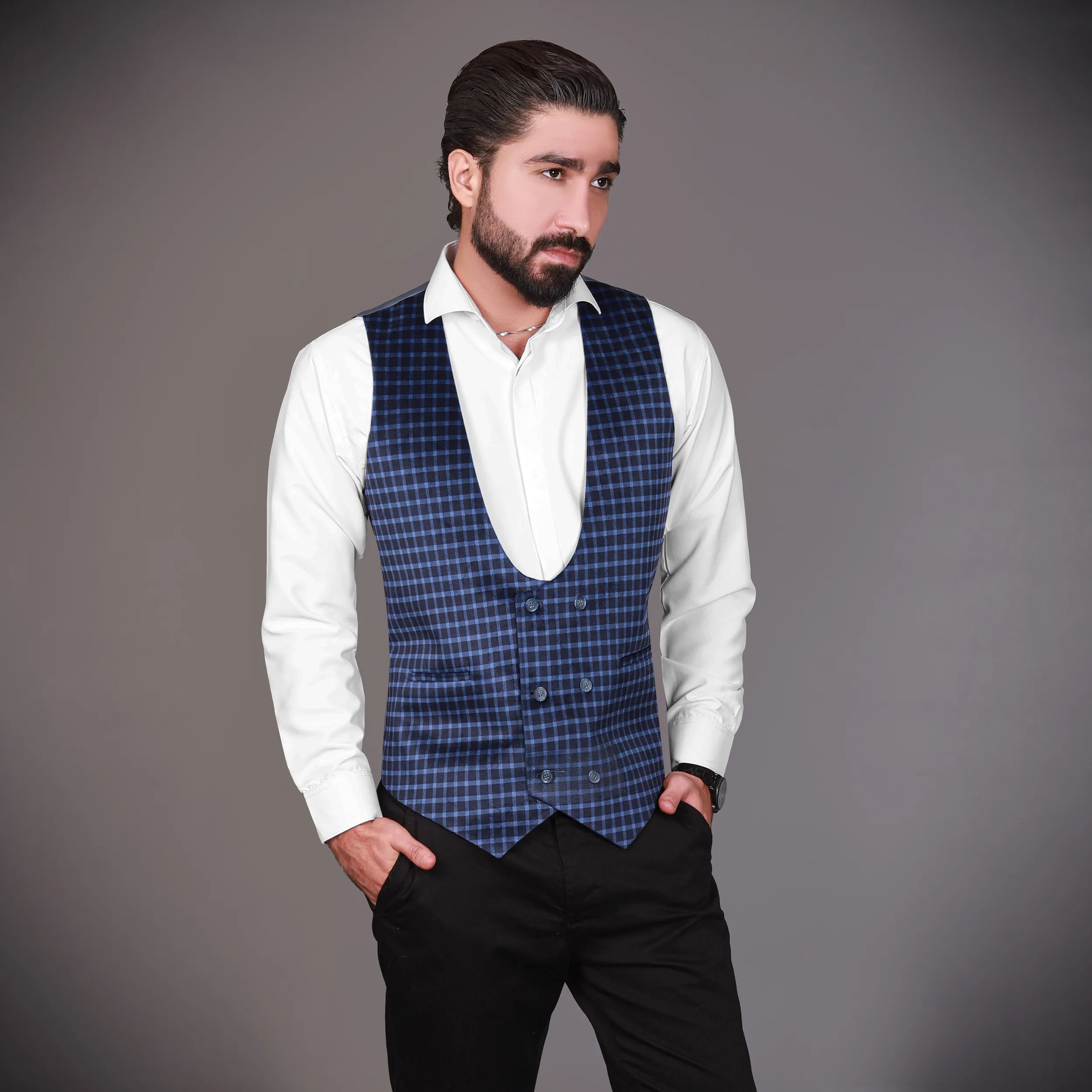 جلیقه مردانه مدل مخمل چهارخانه