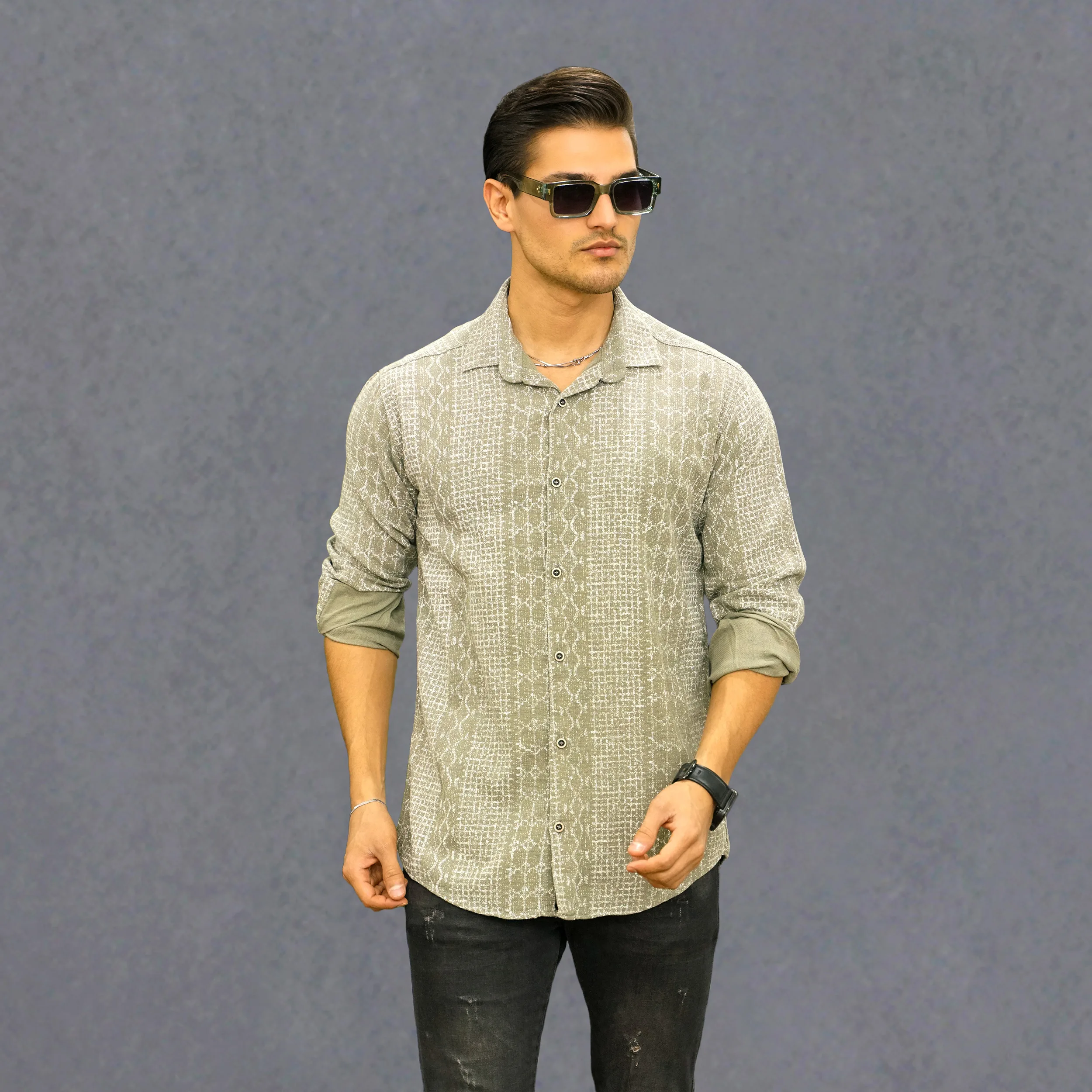 پیراهن آستین بلند مردانه مدل چاپ کد 1148-058