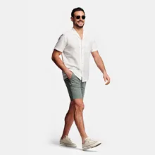 شلوارک مردانه مامی دوز مدل فرمال کتان رنگ سبز