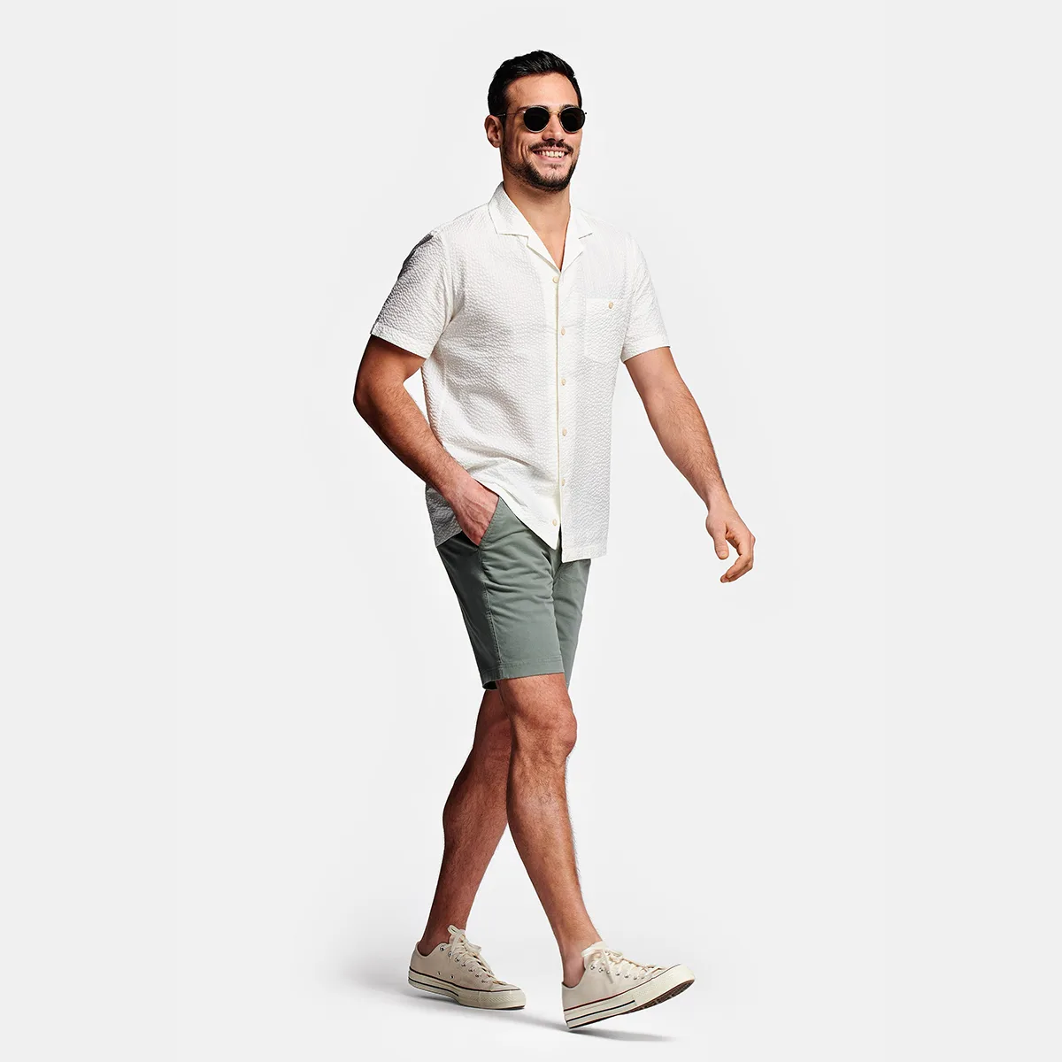 شلوارک مردانه مامی دوز مدل فرمال کتان رنگ سبز