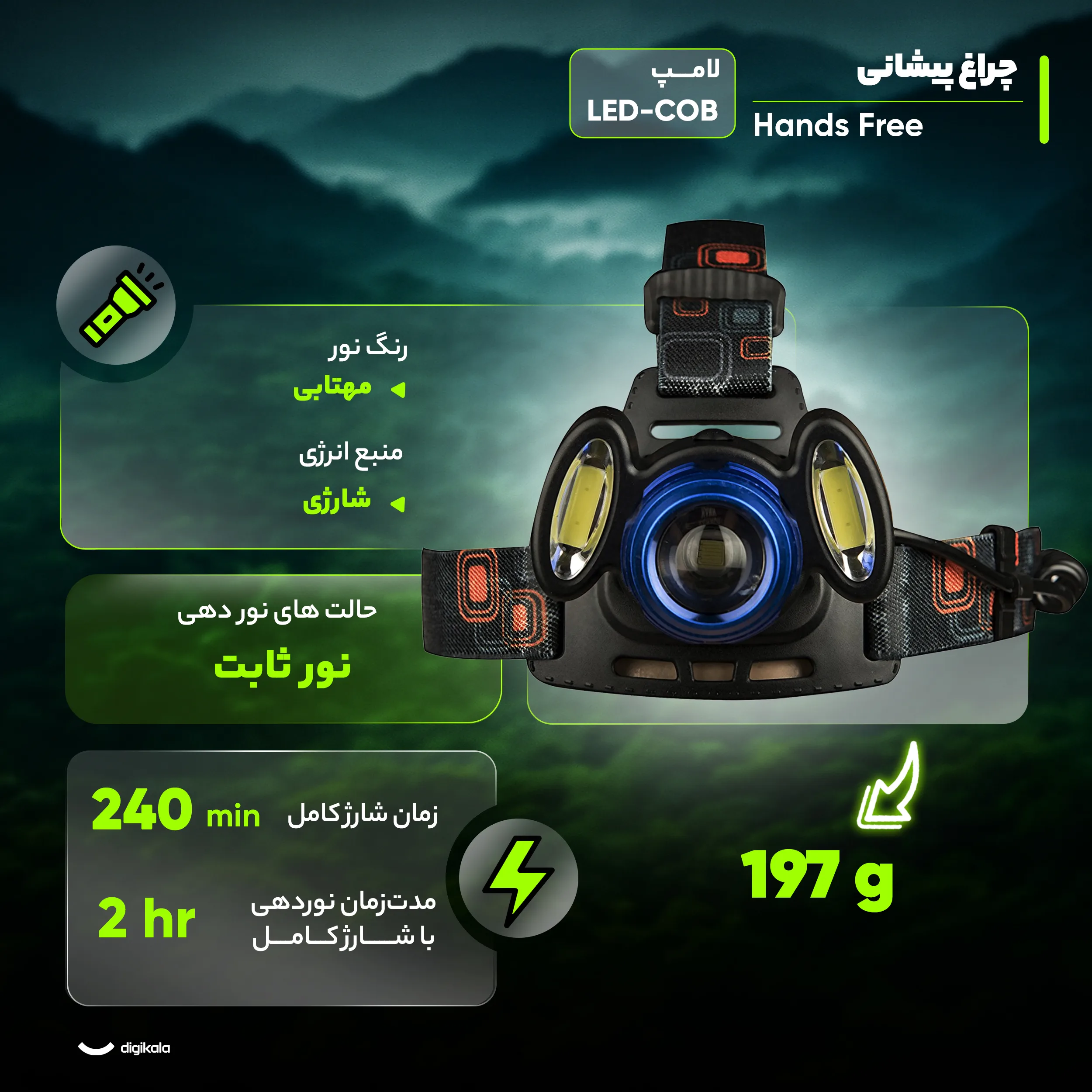 چراغ پیشانی مدل Hands Free