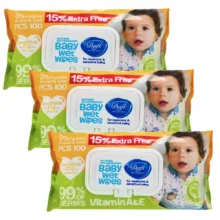 دستمال مرطوب کودک دافی مدل BADASS سه بسته 100 عددی