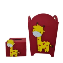 ست سطل و جادستمال کاغذی اتاق کودک مدل زرافه