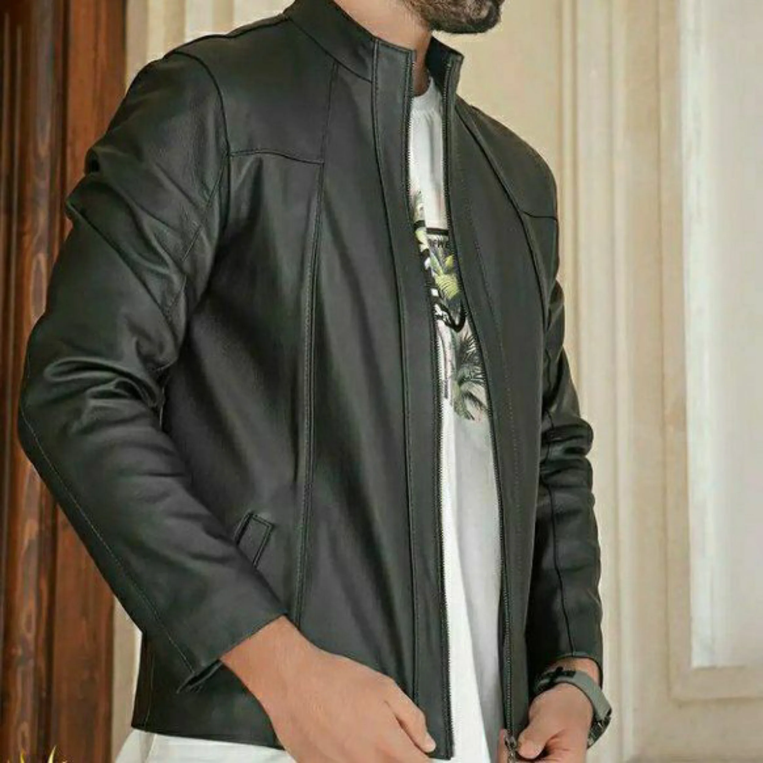کت چرم مردانه چرم آفتاب مدل R520