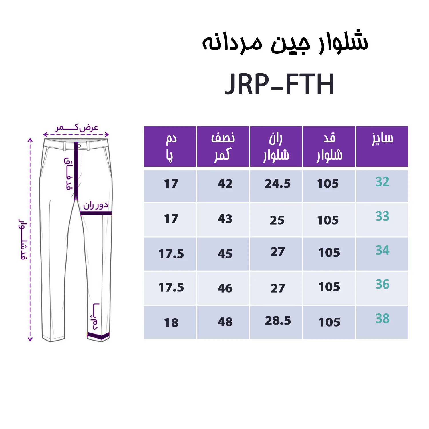شلوار جین راسته مردانه مدل JRP-FTH