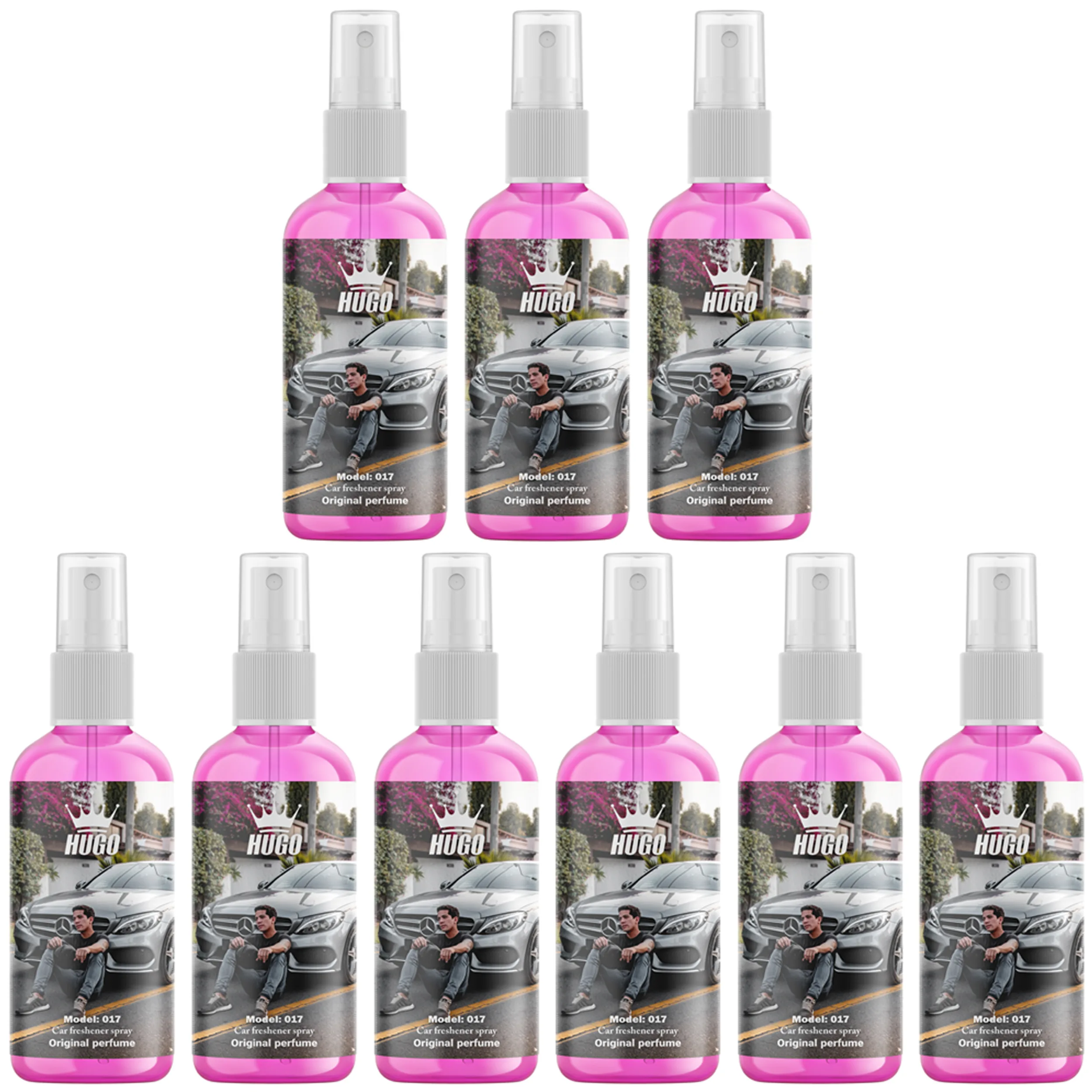 اسپری خوشبو کننده خودرو هوگو مدل 017 حجم 50 میلی لیتر بسته 9 عددی