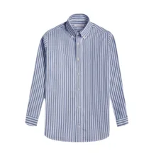 پیراهن آستین بلند یقه دکمه دار مردانه کروم مدل راه راه لینن 2510114