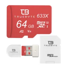 کارت حافظه microSDXC تروبایت مدل 633X-A2-V30 کلاس 10 استاندارد UHS-I U3 سرعت 95MBps ظرفیت 64 گیگابایت به همراه کارتخوان