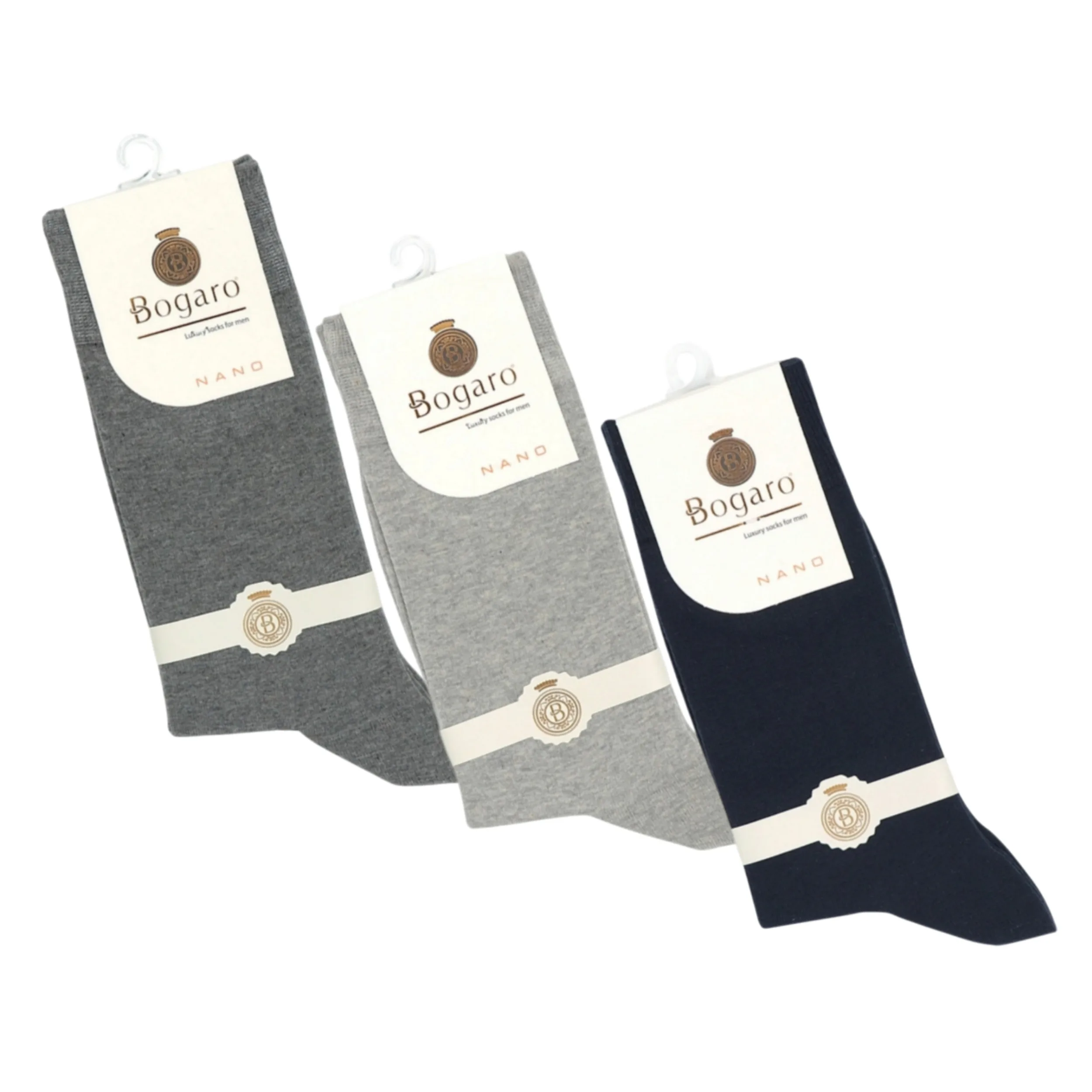جوراب ساق بلند مردانه بوگارو کد TTM_03 مجموعه سه عددی