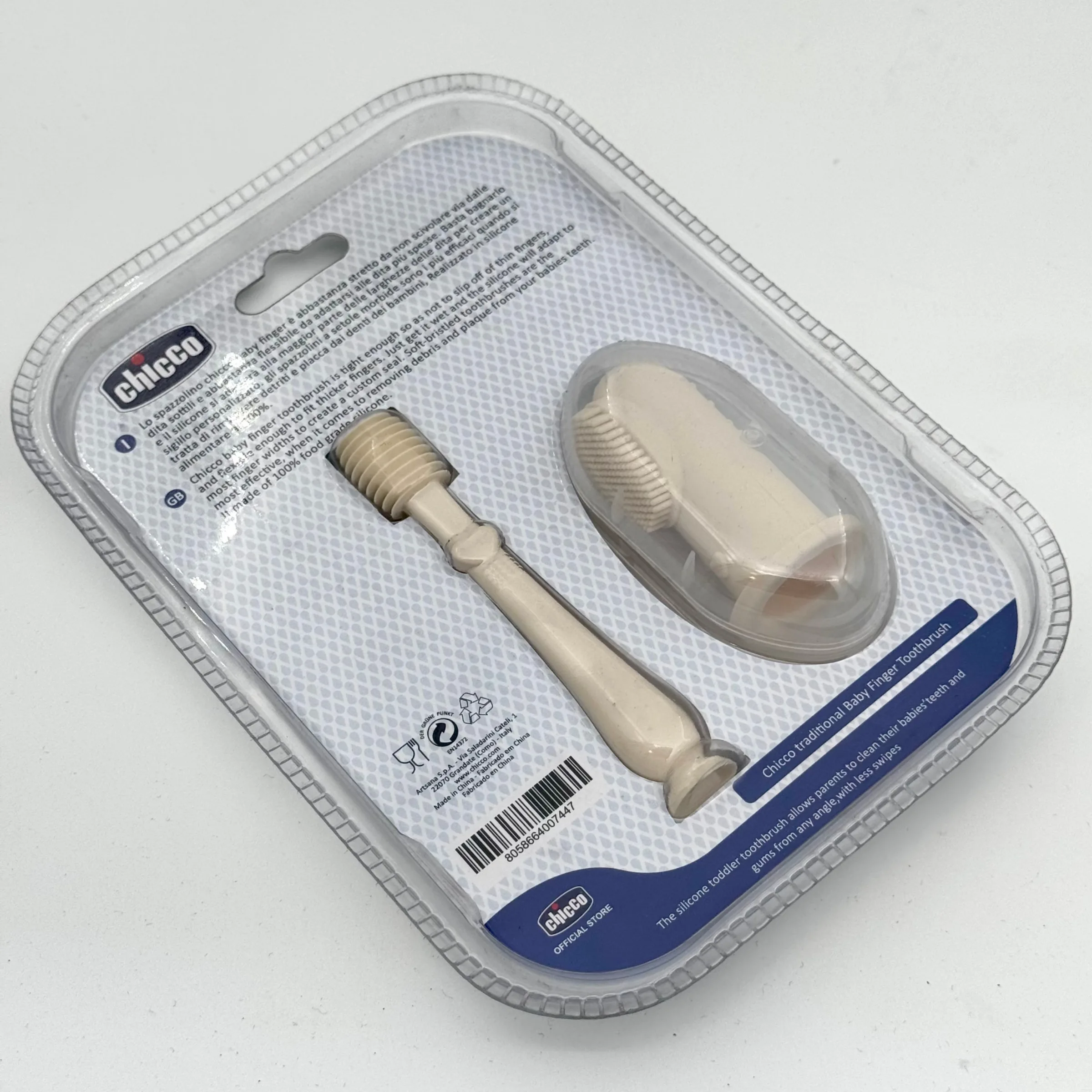 مسواک انگشتی و ماساژور لثه کودک چیکو مدل +0m مجموعه 2 عددی