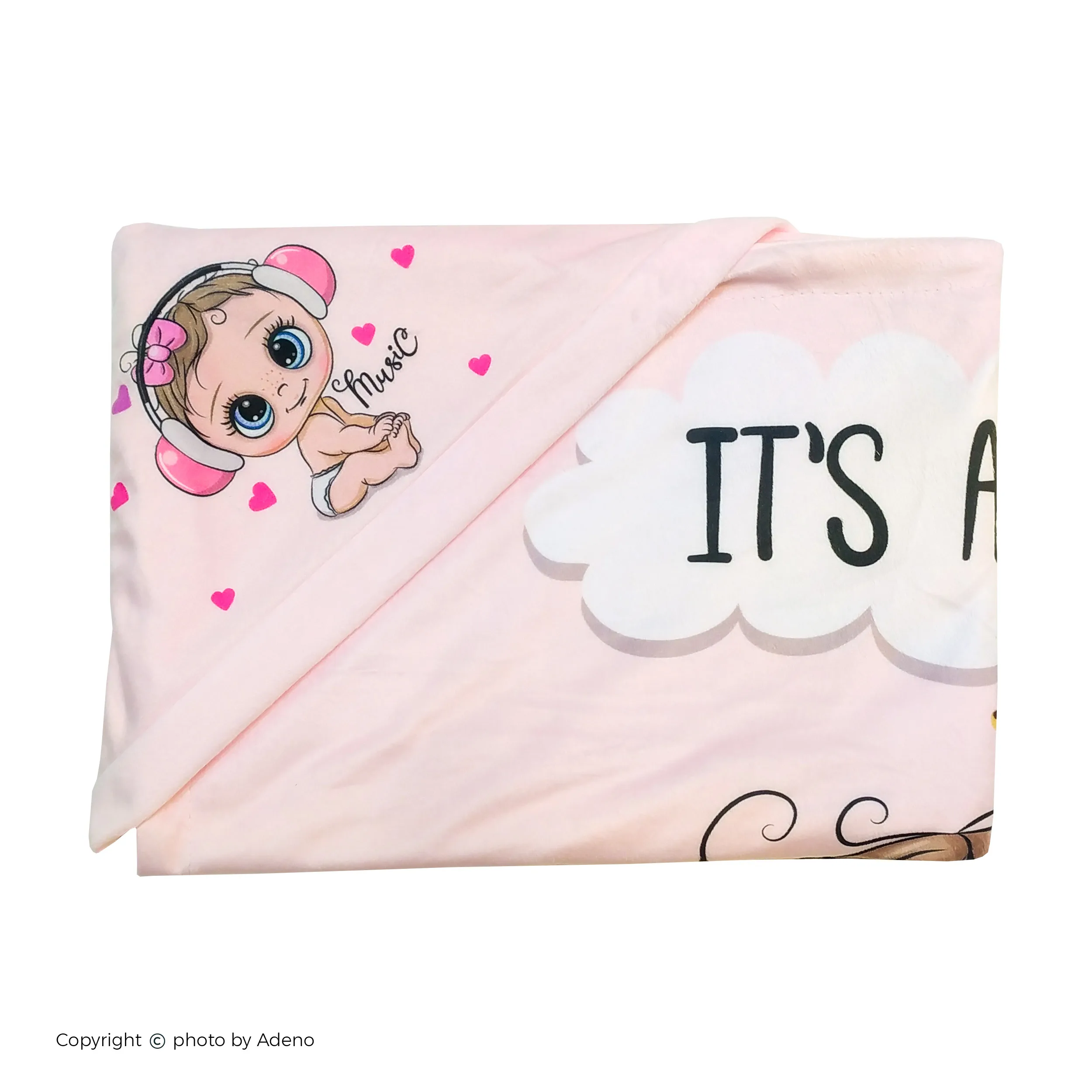 سرویس خواب نوزاد 3تکه آدنو مدل سفری طرح its a girl