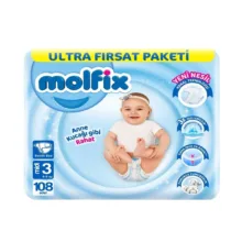پوشک مولفیکس مدل چسبی سایز 3 بسته 108 عددی
