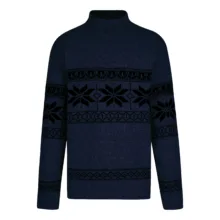 پلیور یقه اسکی مردانه مدل هندسی کد GO-SKI-BLK