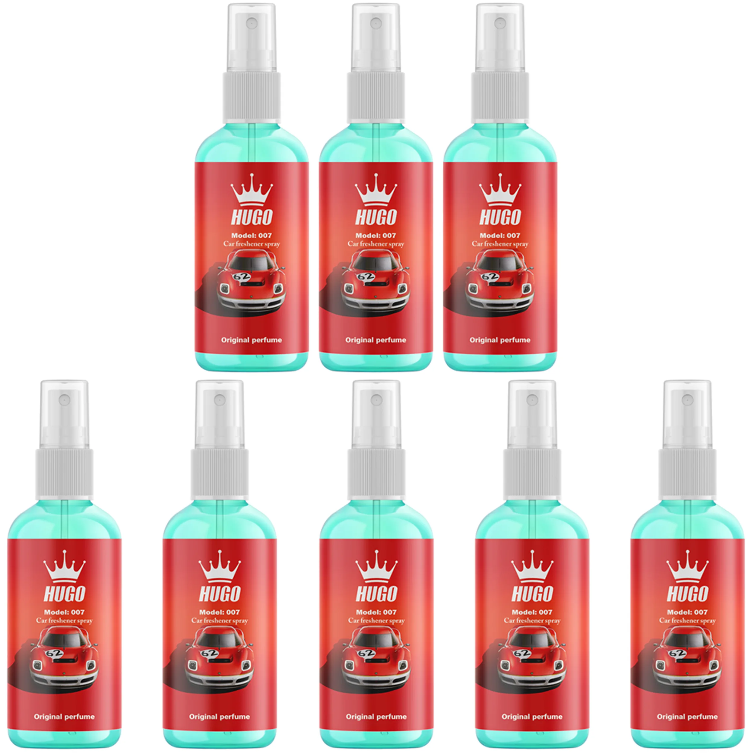 اسپری خوشبو کننده خودرو هوگو مدل 007 با رایحه Perfume حجم 50 میلی لیتر بسته 8 عددی
