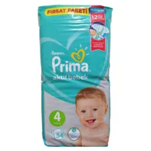پوشک کودک پریما مدل Aktif bebek سایز 4بسته 54 عددی مجموعه 3 عددی