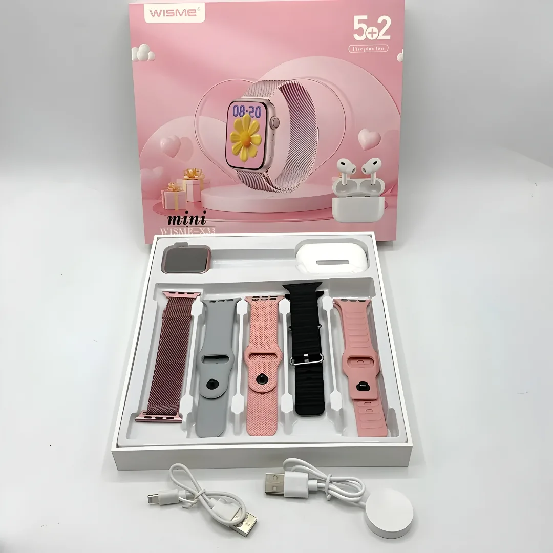 ساعت هوشمند 41 میلی متری ویسمی مدل X33 MINI با بند فلزی به همراه هدفون