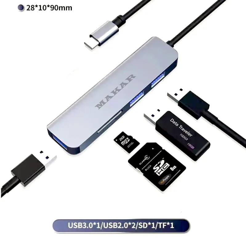 هاب و کارت خوان 5 پورت USB-C ماکار مدل 5in1 MK-HU235-C