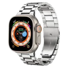 ساعت هوشمند مدل Ultra 7 in 1 strap دارای قابلیت های صفحه نمایش رنگی، صفحه نمایش لمسی، کنترل موسیقی (Music Player)، قابلیت مکالمه از طریق بلوتوث، قابلیت تغییر طرح ساعت یا تم بند فلز