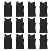 زیرپوش رکابی مردانه برهان تن پوش مدل 17-01 بسته 12 عددی رنگ مشکی