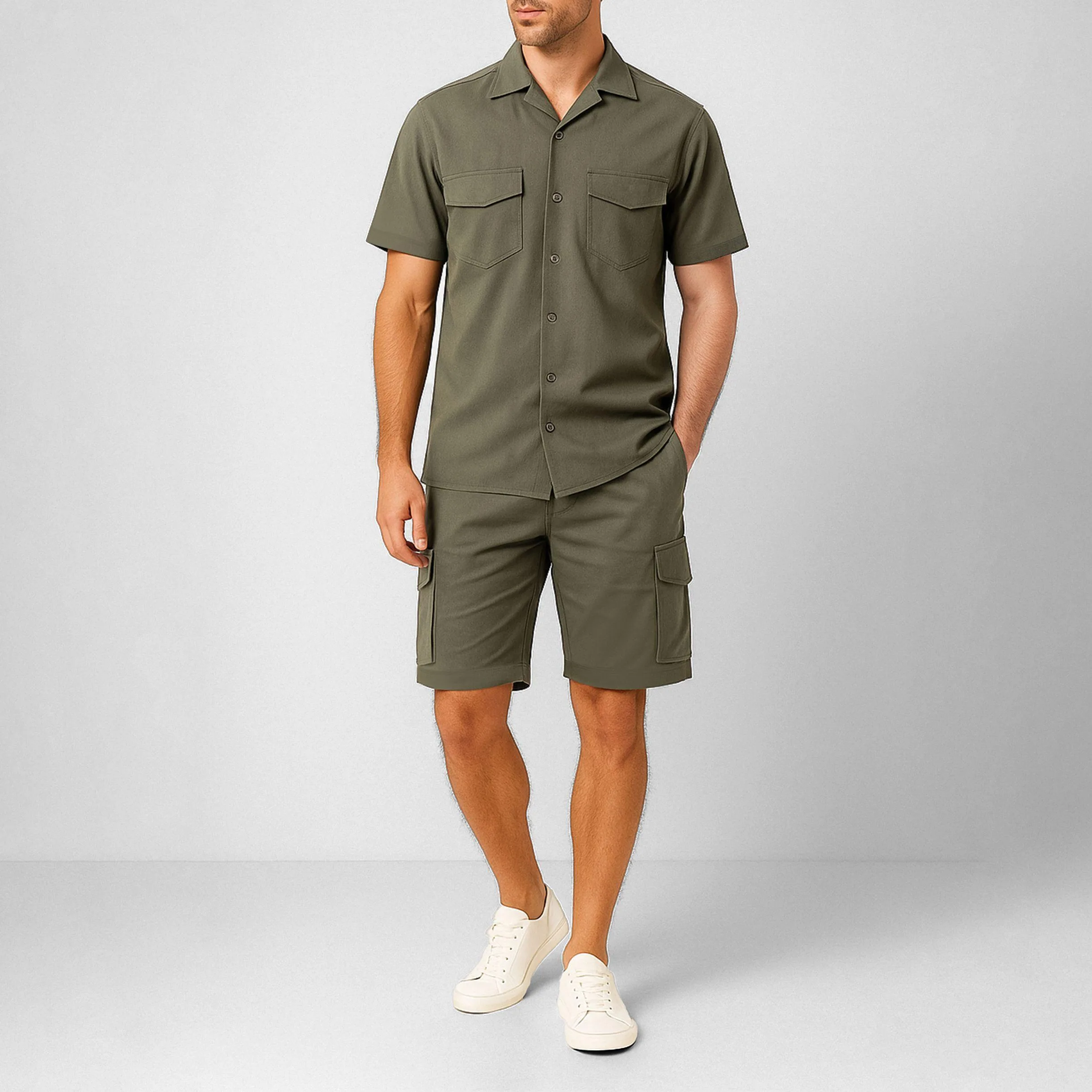 ست پیراهن و شلوارک مردانه کانتکس مدل 249016612 رنگ سبز