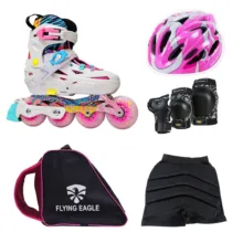 اسکیت کفشی فلاینگ ایکل مدل NADIA سایز 37-33 به همراه کلاه و لوازم ایمنی و کیف و شلوارک اسکیت