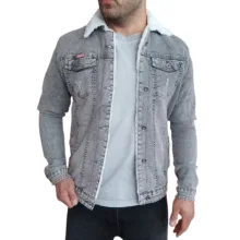 کت جین مردانه مدل خزدار کد 4400