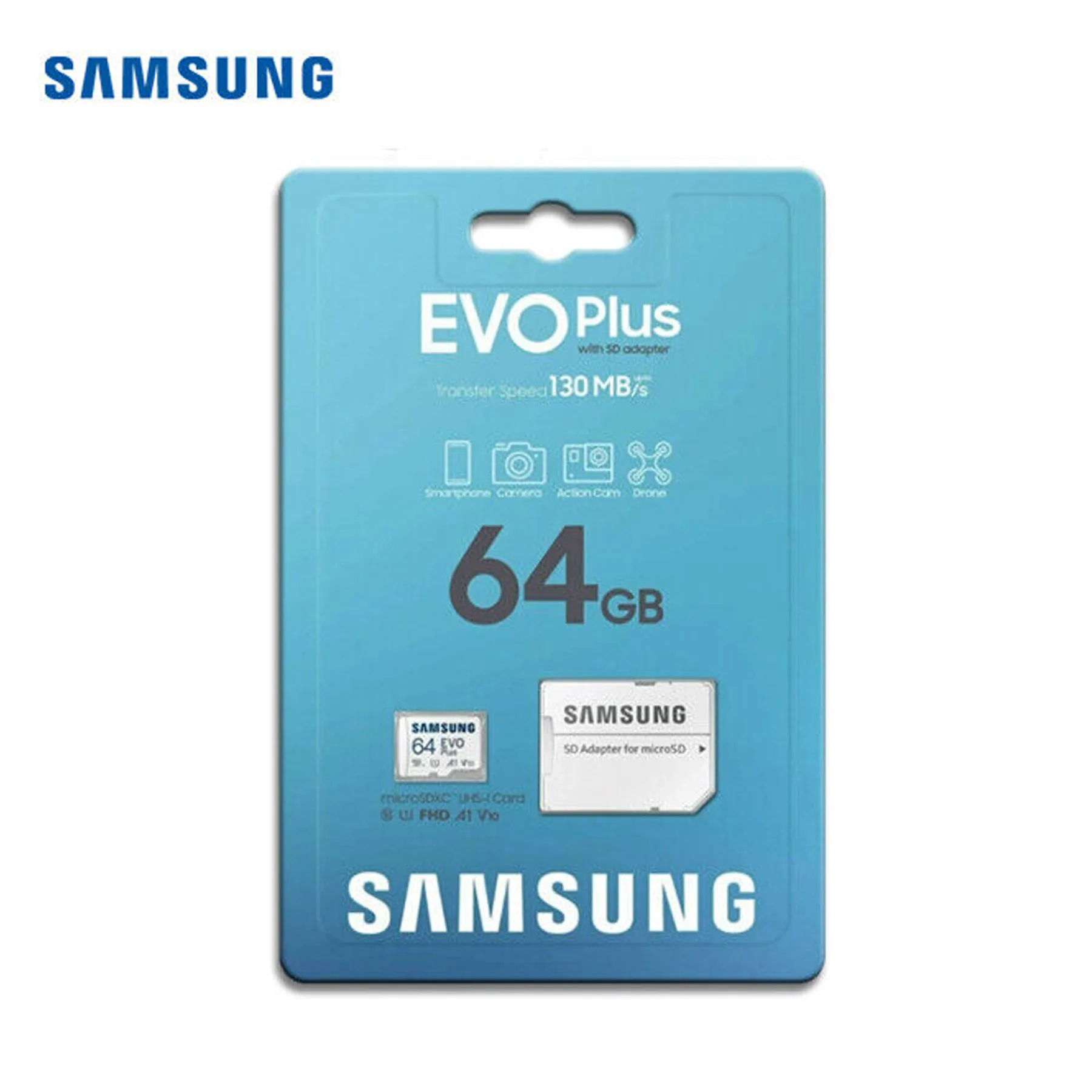 کارت حافظه microSDXC سامسونگ مدل Evo Plus A1 V10 کلاس 10 استاندارد UHS-I U1 سرعت 130MBps به همراه آداپتور SD ظرفیت 64 گیگابایت