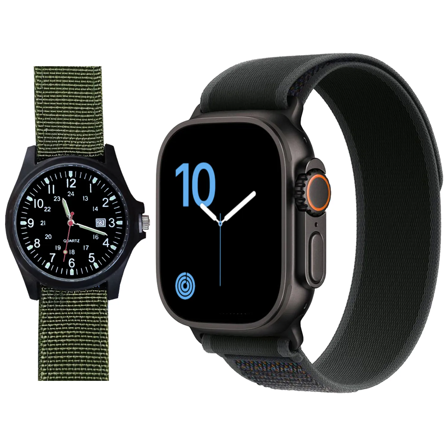 ساعت هوشمند 2.02 اینچی ویکتوری مدل WATCH 9 ULTRA 2 با بند پارچه ای به همراه ساعت مچی