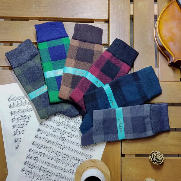 جوراب مردانه ال سون مدل چهارخانه کلاسیک درشت کد PH768.1 بسته 6 عددی