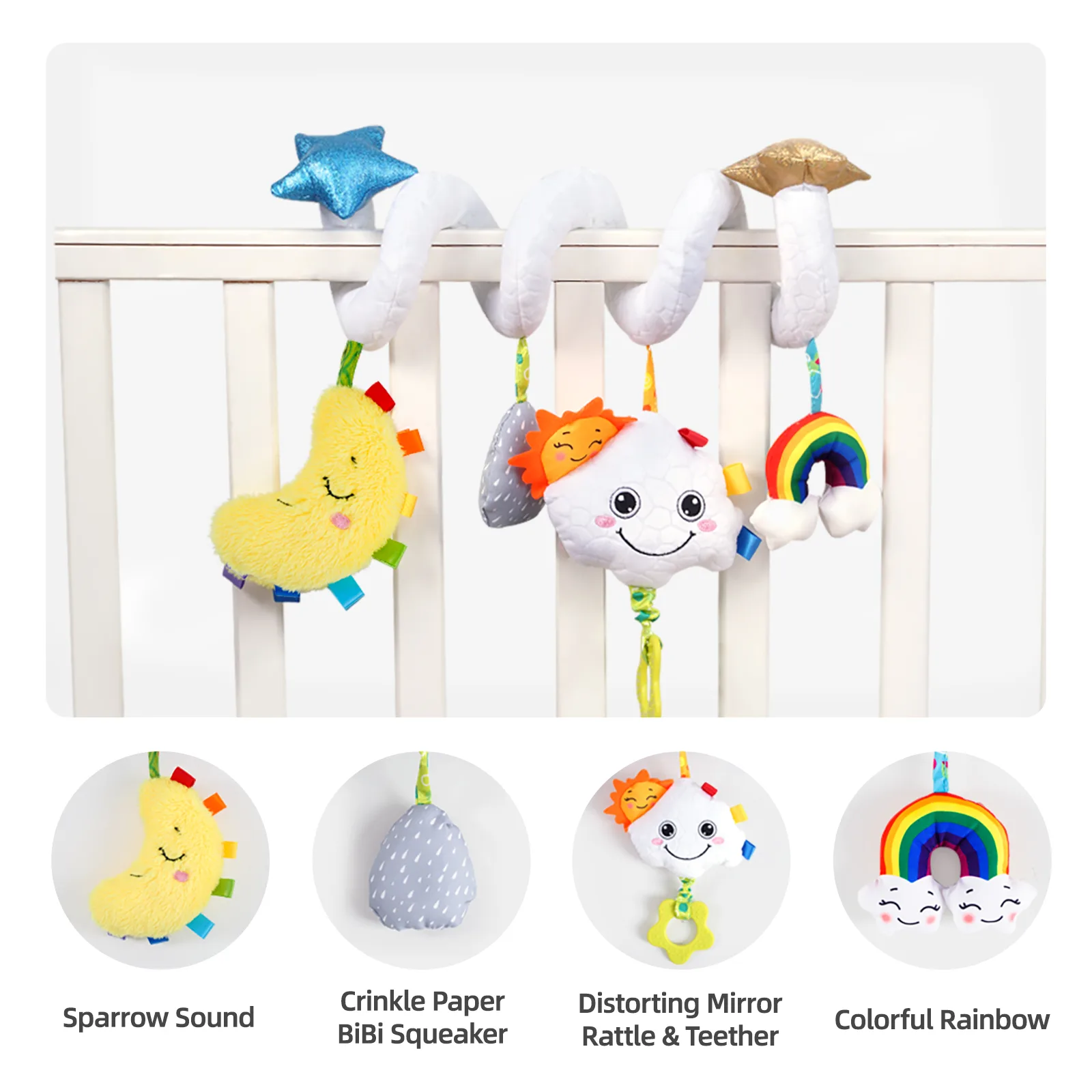 آویز تخت کودک جولی بی بی مدل WLTH8256J طرح ابر و ماه