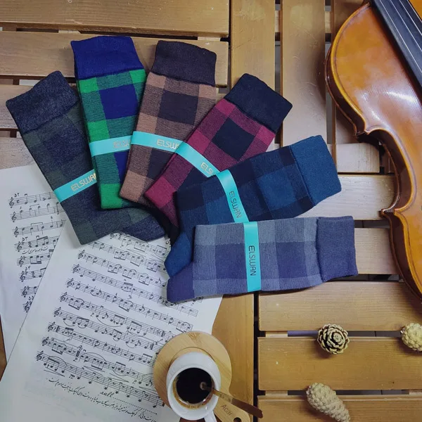 جوراب مردانه ال سون مدل چهارخانه کلاسیک درشت کد PH768.1 بسته 6 عددی