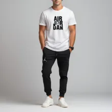 ست تی شرت و شلوار مردانه مدل 1402261 رنگ سفید