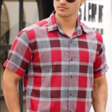 پیراهن آستین کوتاه یقه برگردان مردانه مدل 1168-072