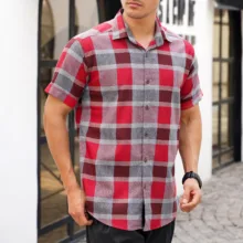 پیراهن آستین کوتاه یقه برگردان مردانه مدل 1168-072