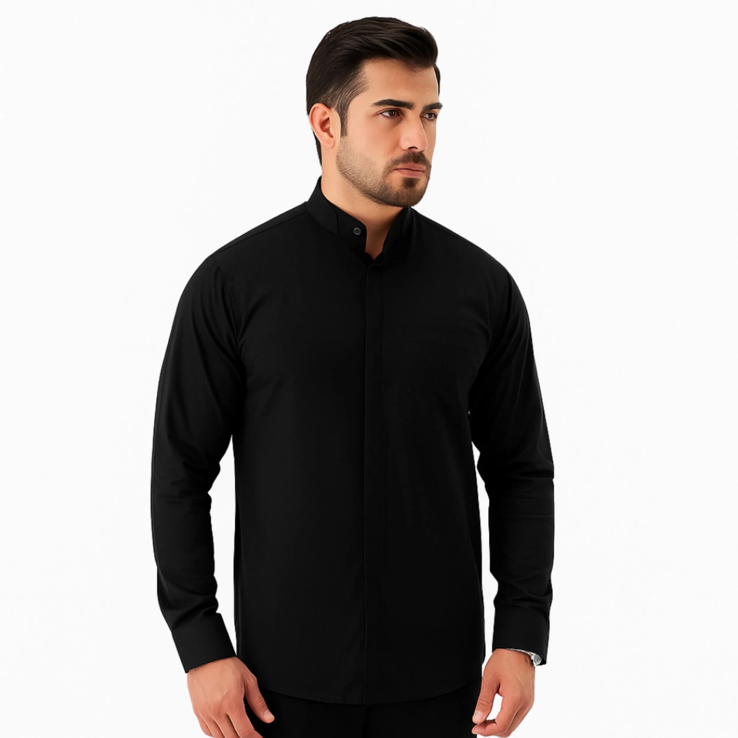 پیراهن آستین بلند یقه دیپلمات مردانه مدل S102