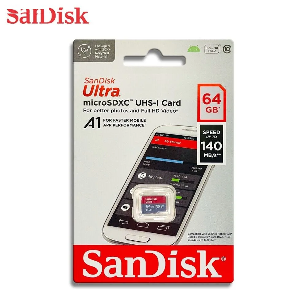 کارت حافظه microSDXC مدل Ultra کلاس 10 استاندارد UHS-I A1 سرعت 140MBps ظرفیت 64گیگابایت