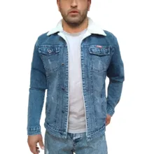 کت مردانه مدل جین  خزدار کد 7663