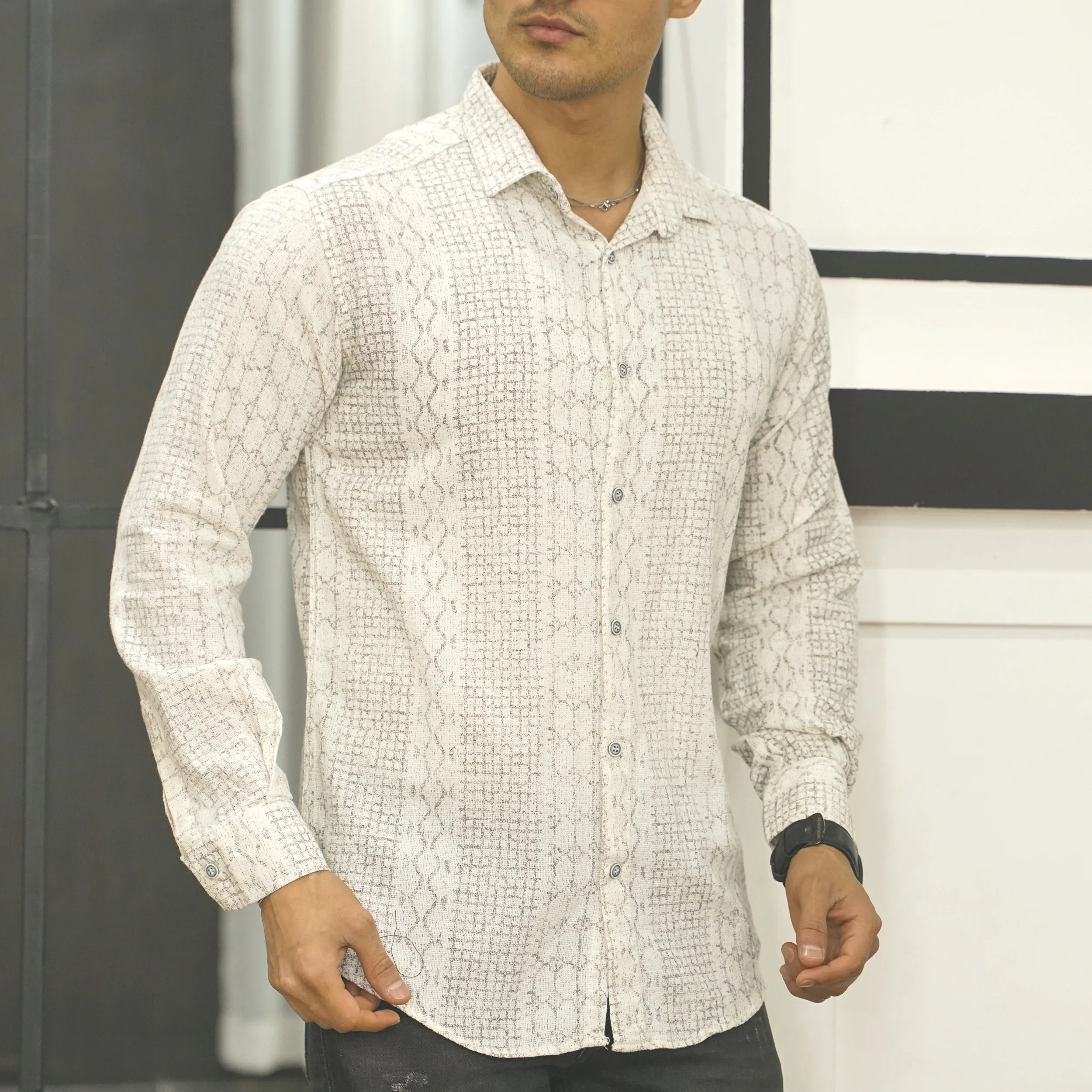 پیراهن آستین بلند مردانه مدل چاپ کد 1148-058