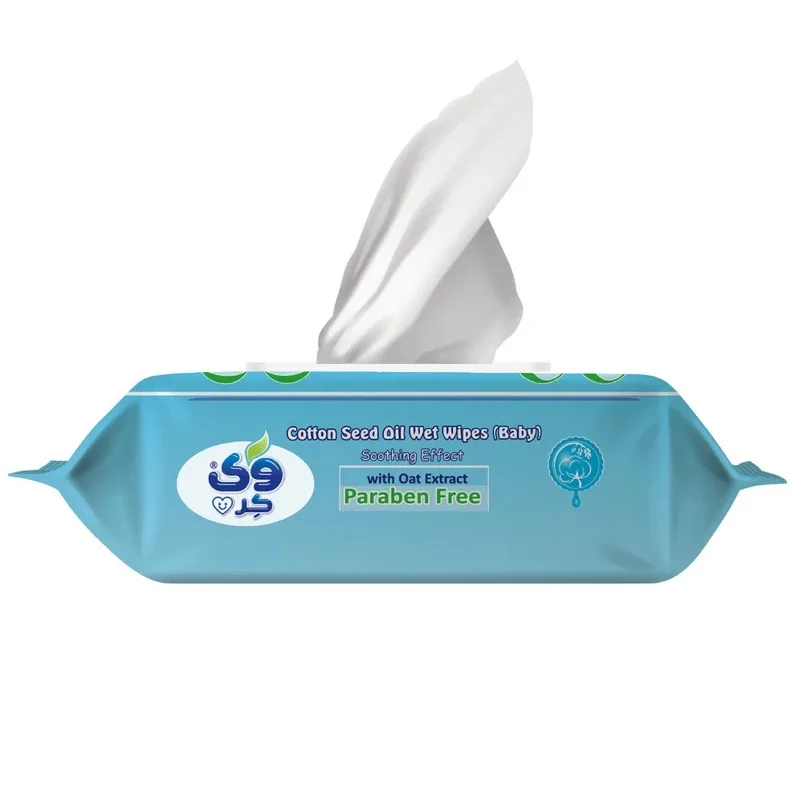 دستمال مرطوب کودک وی کر مدل عصاره جو و روغن پنبه دانه 6 بسته 72 عددی